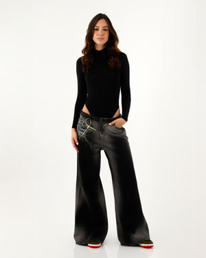 Jean Wide Leg / Tiro Medio-Bajo / Full Length / Bordado