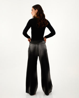 Jean Wide Leg / Tiro Medio-Bajo / Full Length / Bordado