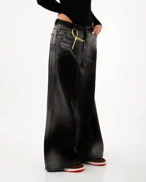 Jean Wide Leg / Tiro Medio-Bajo / Full Length / Bordado